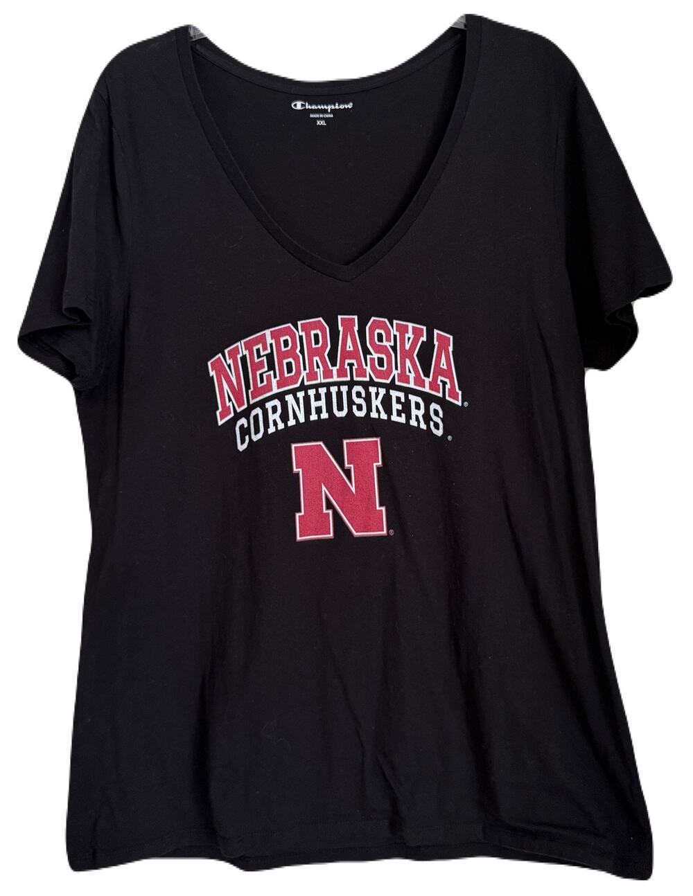 Nebraska Cornhuskers Black V-Neck Tee - Size XXL
